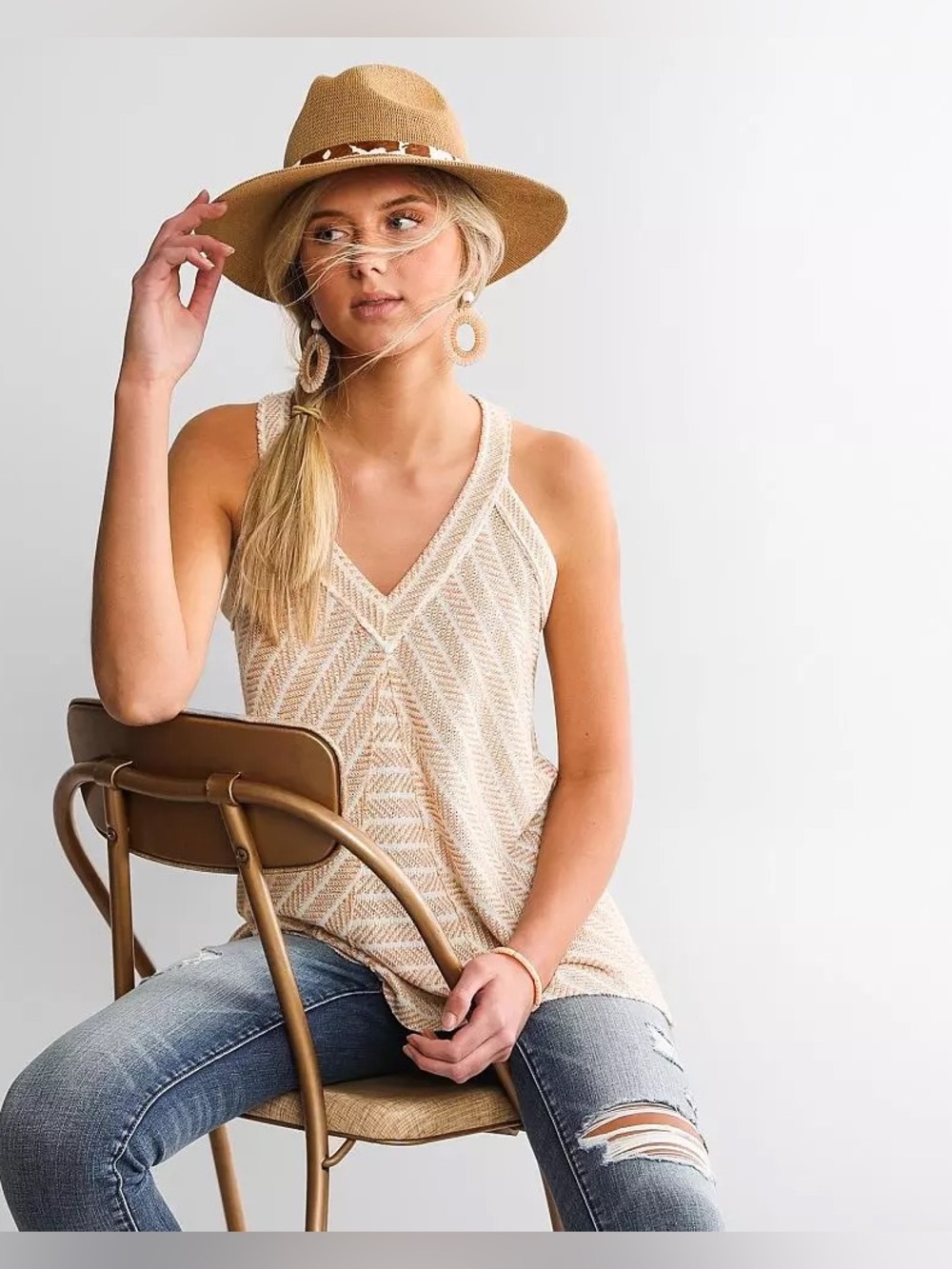 BKE Striped Open Weave Tank Top - Picture 1 of 7